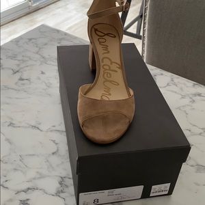 Sam Edelman nude suede block heels